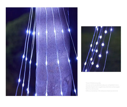 Corda Natal cachoeira com estrela 300 LED, penduradas 40 cm, cortina estrela