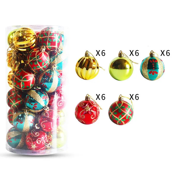 Enfeites de bola de Natal de ouro de 80 mm, 24 peças, conjunto de enfeites de alívio árvore