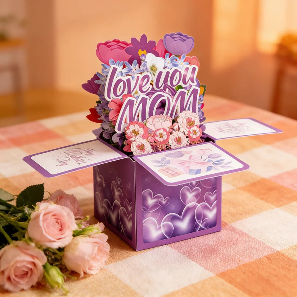 Cartões Melhor Mãe Caixa de Presente 3D Pop Up Cartão de Felicitações - Dia das Mães