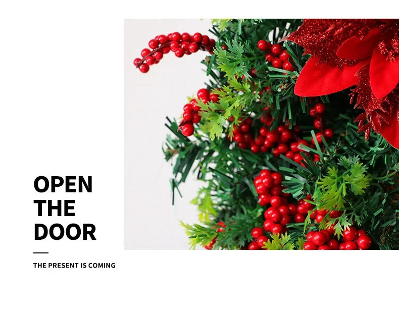 Grinalda de flores para decoração de casa grinalda de Natal vermelha elegante champanhe