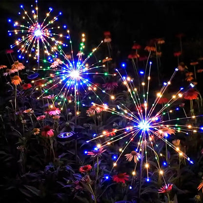 Pisca Solar Jardim Natal Fogos Artifício Luzes LEDs Colorido Luzes Decorativas Solares