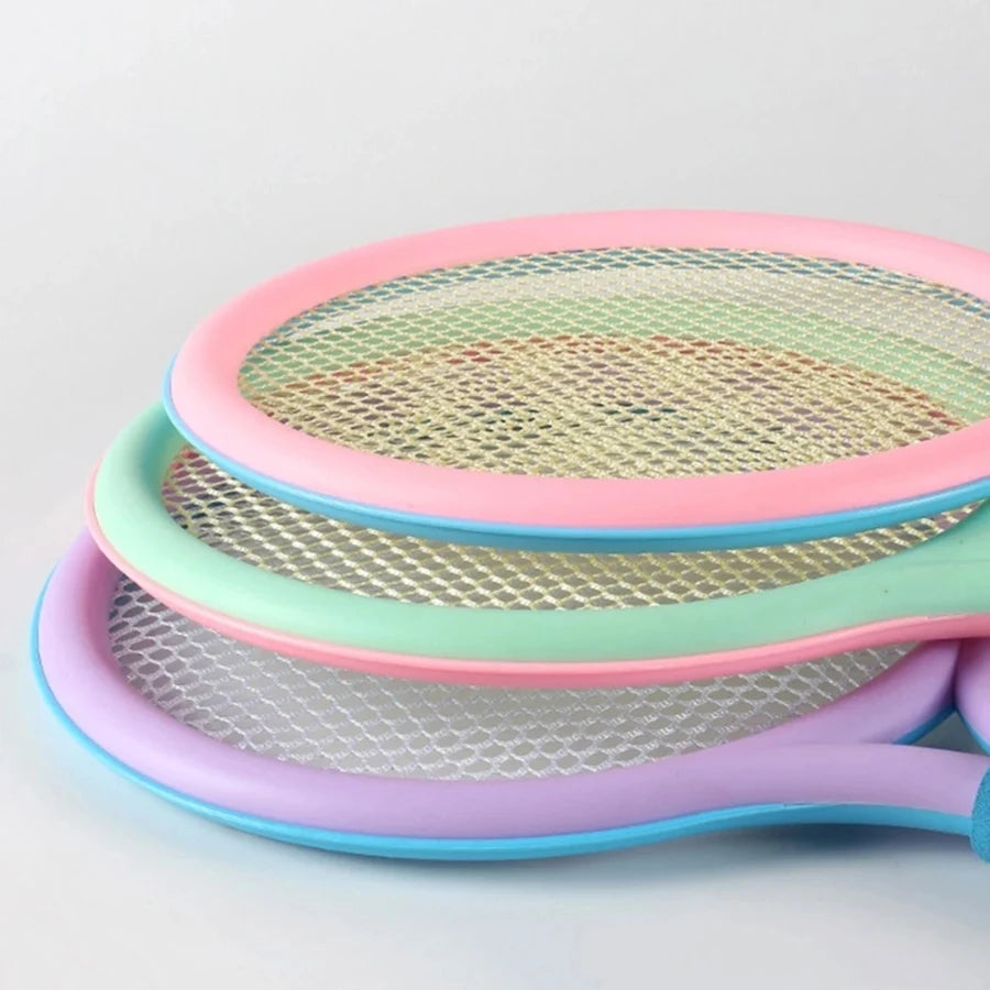 Conjunto de tênis de badminton todas idades com bola azul e verde
