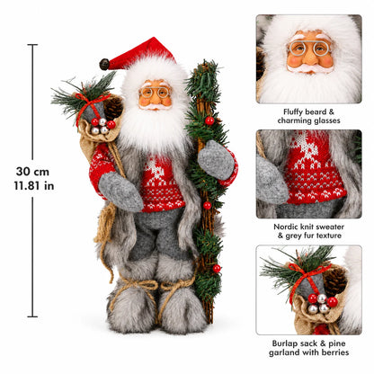 Boneco de Papai 30cm*11.81 Pol. Estatueta de Natal do Papai Noel Decoração Boneca