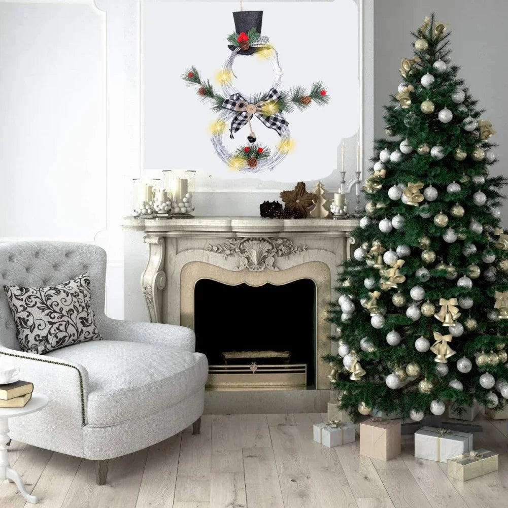 Guirlanda decoração de Natal com luzes, decoração de guirlanda de Natal, guirlanda Natal