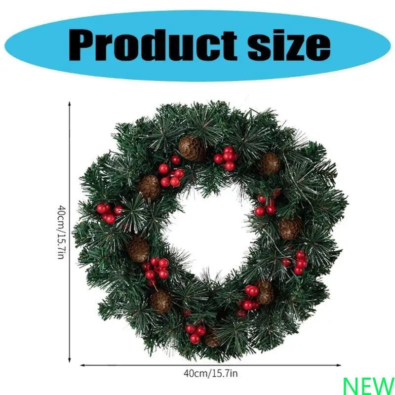 Guirlandas De Natal Verde 40cm Aramado Para Porta Verde-escuro com luz LED