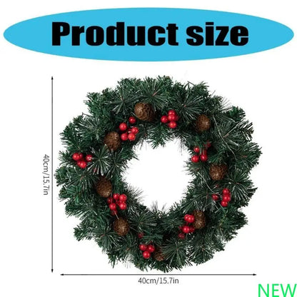 Guirlandas De Natal Verde 40cm Aramado Para Porta Verde-escuro com luz LED