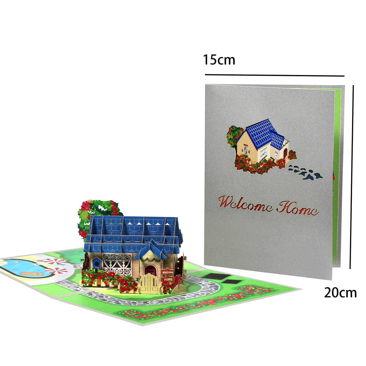 Cartão pop-up New House, cartão de felicitações 3D New House, cartão de boas-vindas