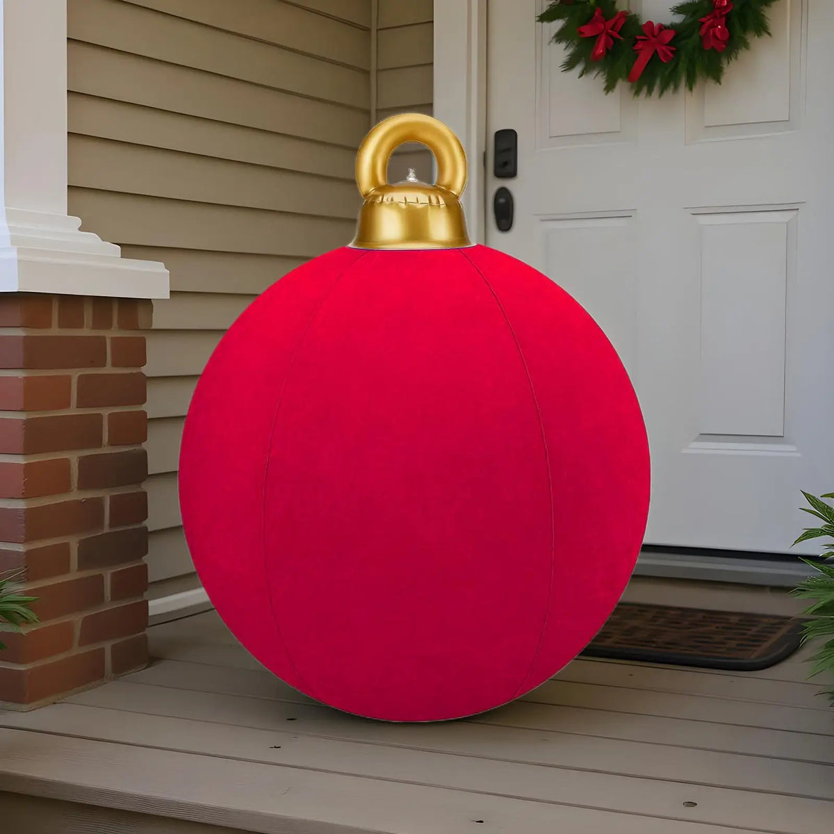 Bola de Natal Inflável Gigante de 60cm com Acabamento Aveludado, Bola Inflável Shoppings