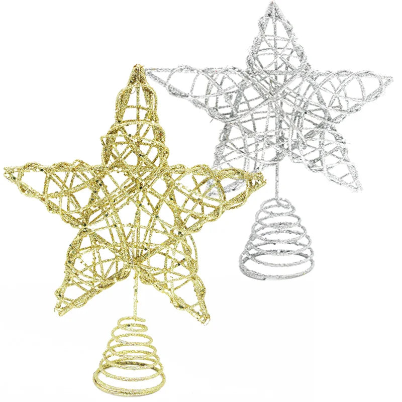 Ponteira Para Árvore De Natal Estrela Rose Com Glitter