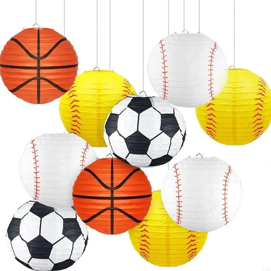 6 Peças lanternas de papel esportivas 20,32 cm beisebol basquete futebol esportes