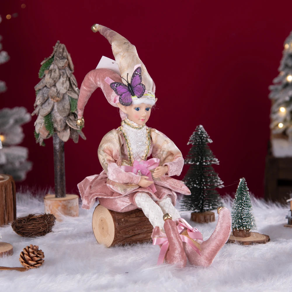 Elfo de Natal, 38cm Macios e Adoráveis Enfeites de Árvore de Natal de Elfos para Árvore de Natal