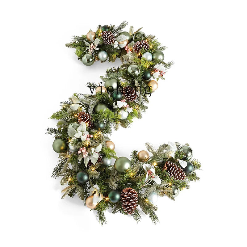 Guirlanda de Natal pré-iluminada de 50 cm para decoração de porta da frente com enfeites