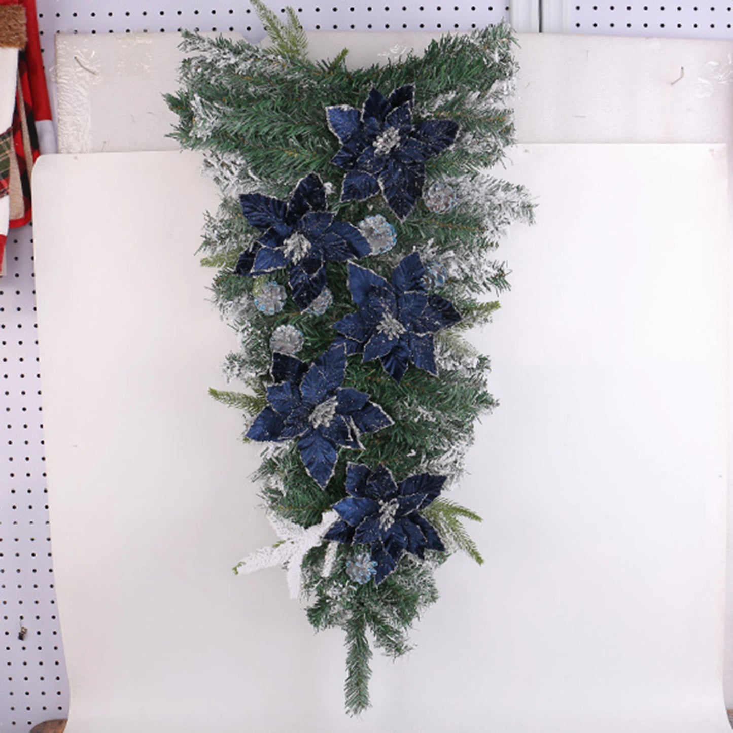Guirlanda de Natal Azul Escuro em forma de gota para escadas de Natal, guirlandas Natal