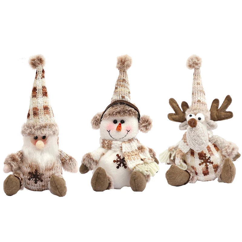 Kit boneco Papai Noel Boneco de Neve Rena Natal Boneco de Natal em pé - boneca retrátil