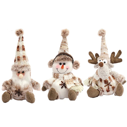 Kit boneco Papai Noel Boneco de Neve Rena Natal Boneco de Natal em pé - boneca retrátil