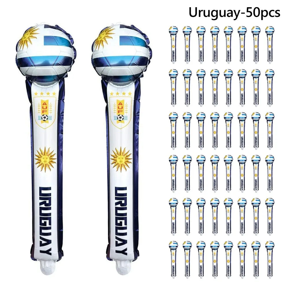 Balões Bastões Reutilizáveis Alumínio Copa do Mundo 50 Unidades