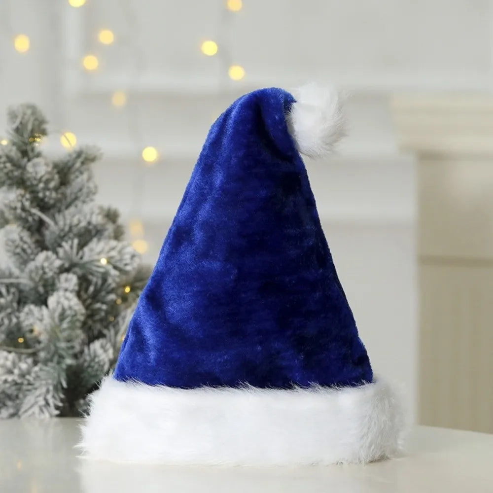 Gorro de Papai Noel de Veludo Multicolorido, Touca Natalina de Pelúcia Colorida