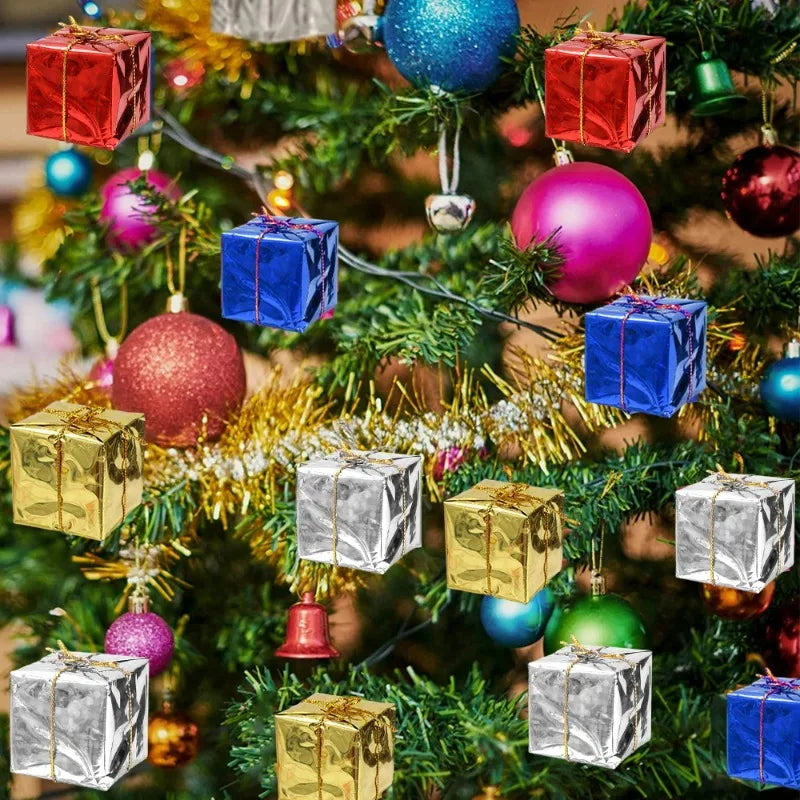 Caixas de Presente Pequenas Decoração de Árvore de Natal Cores Aleatórias 12/240 peças