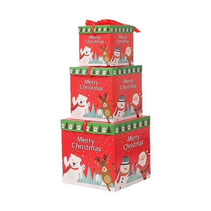 Caixas Natal Lindas 3 Caixas de Presente de Natal com Tampa e Caixas de Natal