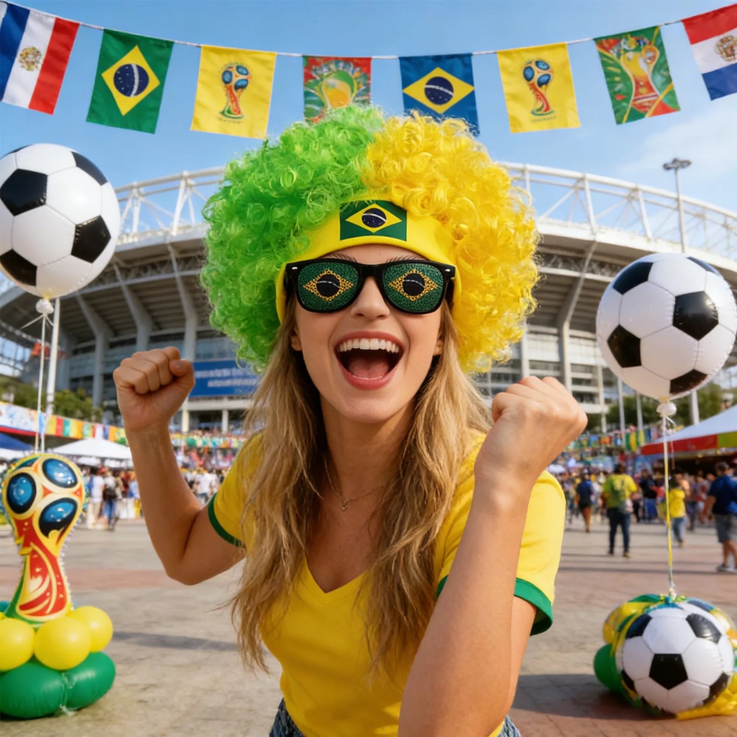 Kits Torcedor Copa do Mundo 2 peças Torcida Kit Torcedor Óculos e Peruca Copa Mundo