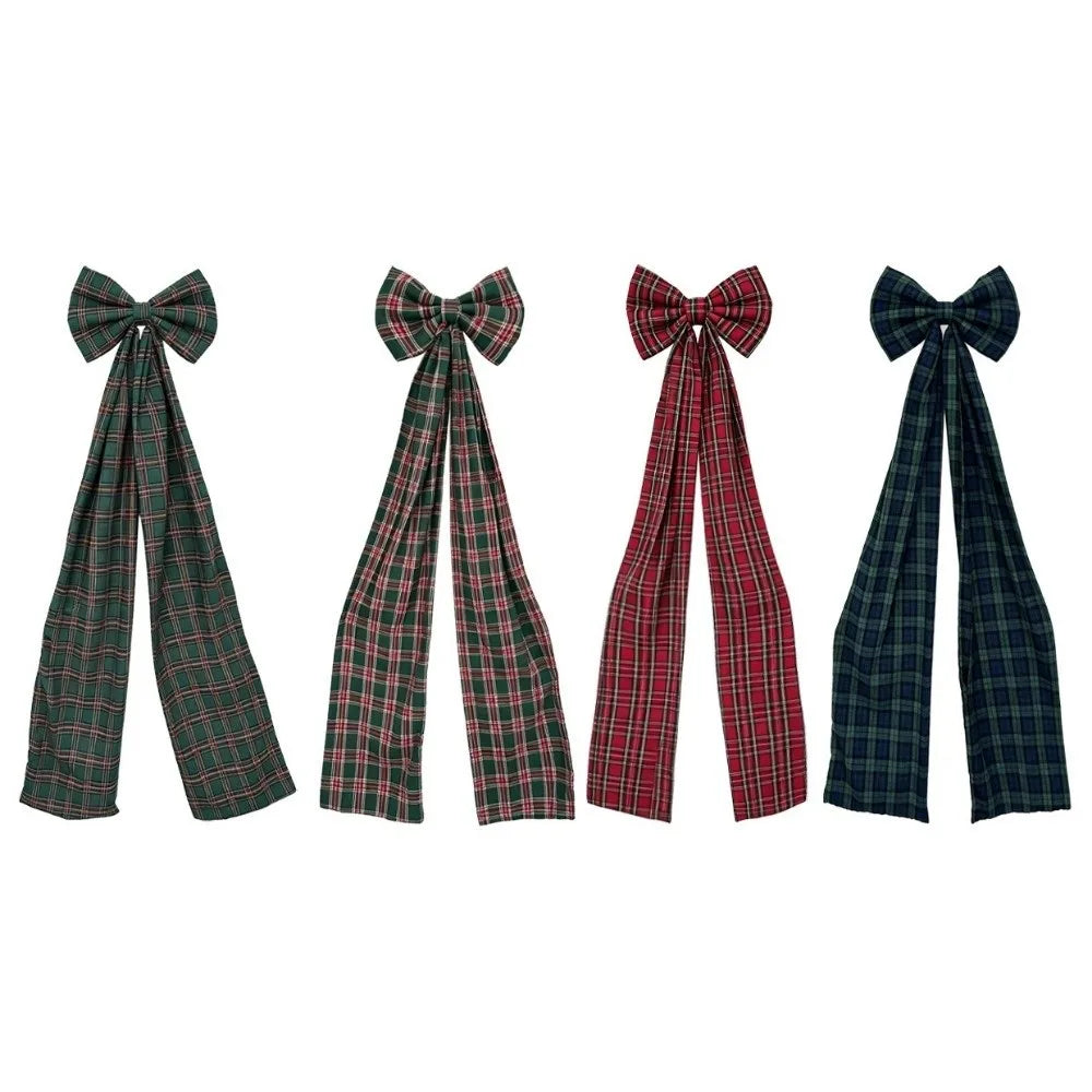 Laço Vermelho Gigante para Shopping, Laços Decorativos de Natal Grandes Fitas Longas Estilo Tartan ou Xadrez