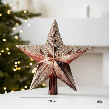 Ponteira Estrela de Natal Enfeite de árvore estrelada com glitter de 20CM*60g - champanhe
