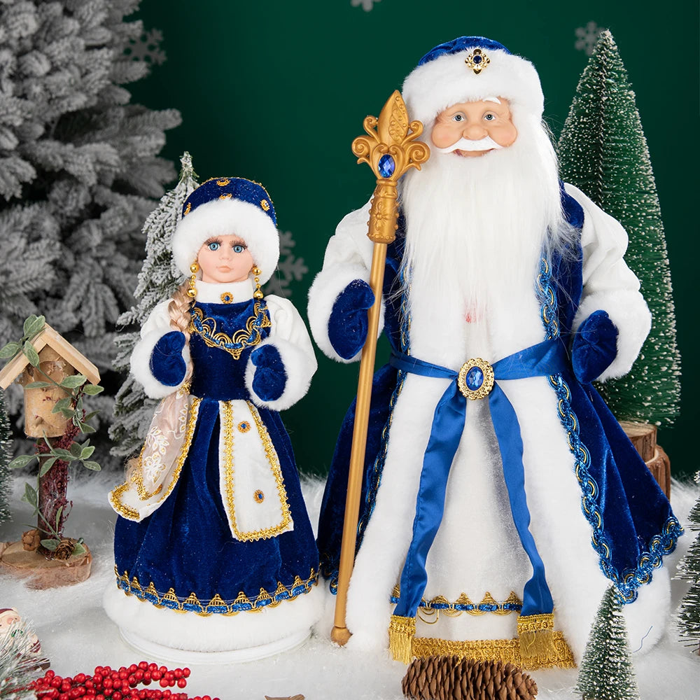 Papai Noel Grande Muñeco Cajado Azul Claro Figura do Papai Noel Ded Moroz Natalino