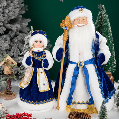 Papai Noel Grande Muñeco Cajado Azul Claro Figura do Papai Noel Ded Moroz Natalino