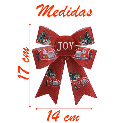 Enfeite Árvore Natal Laço Vermelho Decorado 2 Peças 17cm*14cm Laço grande de Natal