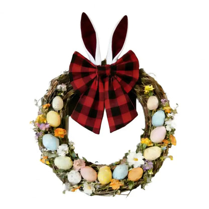 Guirlanda de coelho para porta da frente – reutilizável para primavera, guirlanda de porta