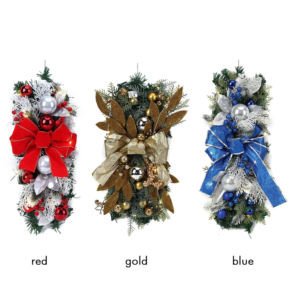 Guirlanda de Natal de vime dourado com luzes LED