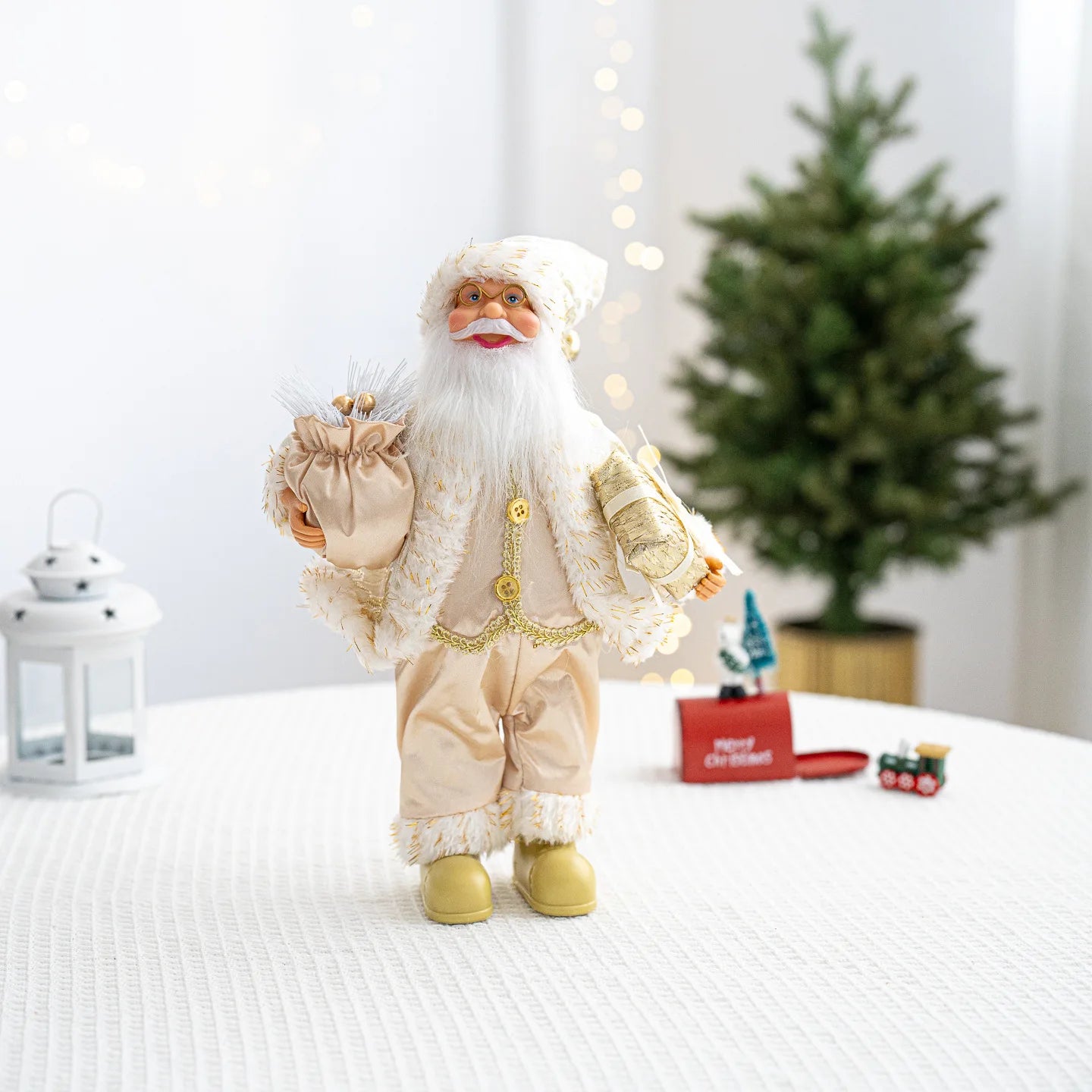 Boneco Papai Noel Lanterna Vermelho decoração de mesa de papai Noel de 30CM*11.81
