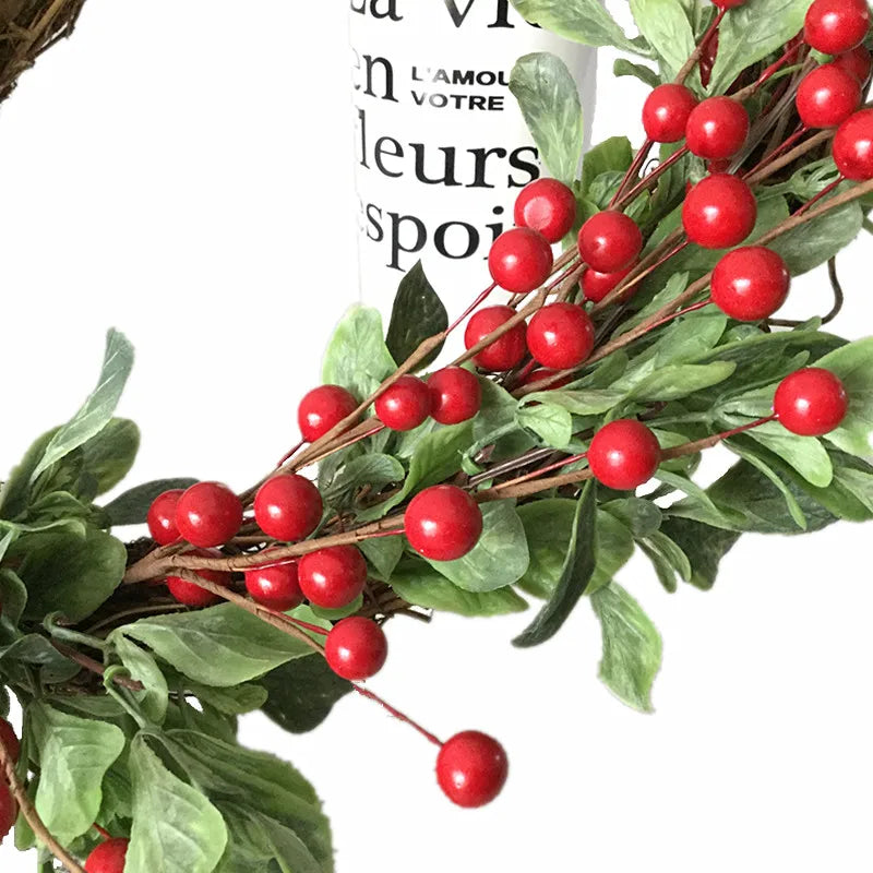 Guirlanda de flores de algodão seco, guirlanda de Natal, pingente de porta, decoração