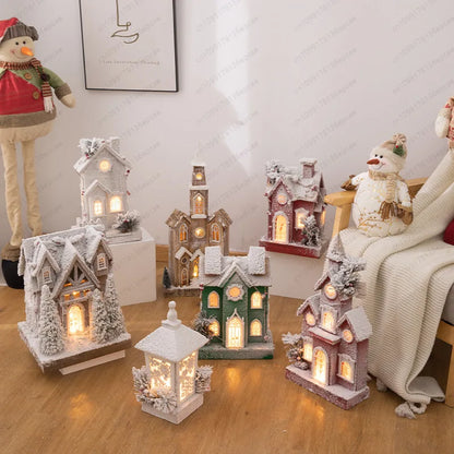 Casa Rústica Natal em Madeira Vila Natalina Led Pilha 51cm*11cm*1000cm