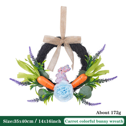 Guirlanda grande de coelho da páscoa decoração de janela guirlanda em forma de coelho
