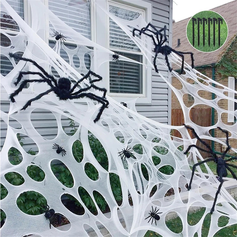 Decorações de teia de aranha para o dia das bruxas ao ar livre – Decoração de teia aranha