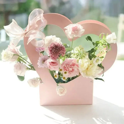 Sacola de flores amor conjunto de 10 peças cestos decorativos flores papelão dourados