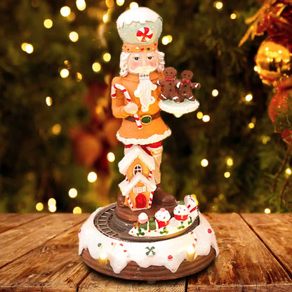 Trem Giratório Musical de Quebra-Nozes de Natal com Tema de Gengibre Boneco Decorativo