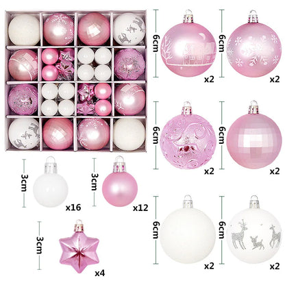 Bolas Natal 44 Unidades de Bolas para Enfeitar Árvore de Natal, Ouro Branco, Tamanho Real