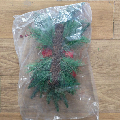 Guirlanda de Natal artificial, luzes de Natal sem fio, guirlanda rústica para escada Natal