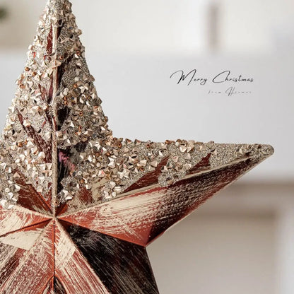 Ponteira Estrela de Natal Enfeite de árvore estrelada com glitter de 20CM*60g - champanhe