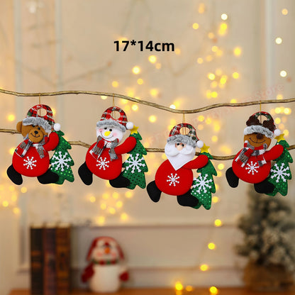 Kits Enfeites Natal Pelúcia Papai Noel e Neve Rena e Urso com Roupinha Verde e Vermelho