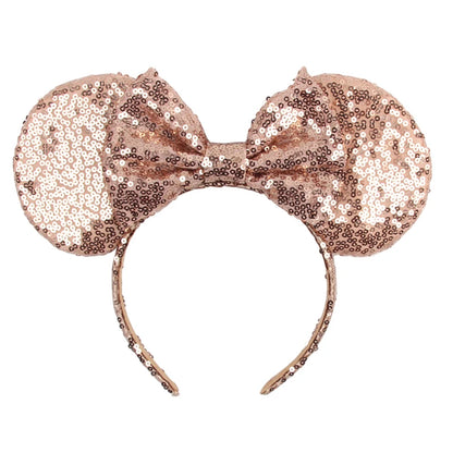 Tiara de orelhas de Disney iluminada de luxo com laço piscante e estampa de bolinhas