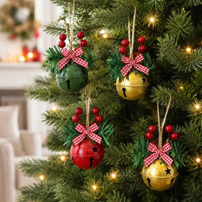 Sino de Natal Dourado/Vermelho/Verde 3 peças Sino de Natal Ornamento de Sino de Metal