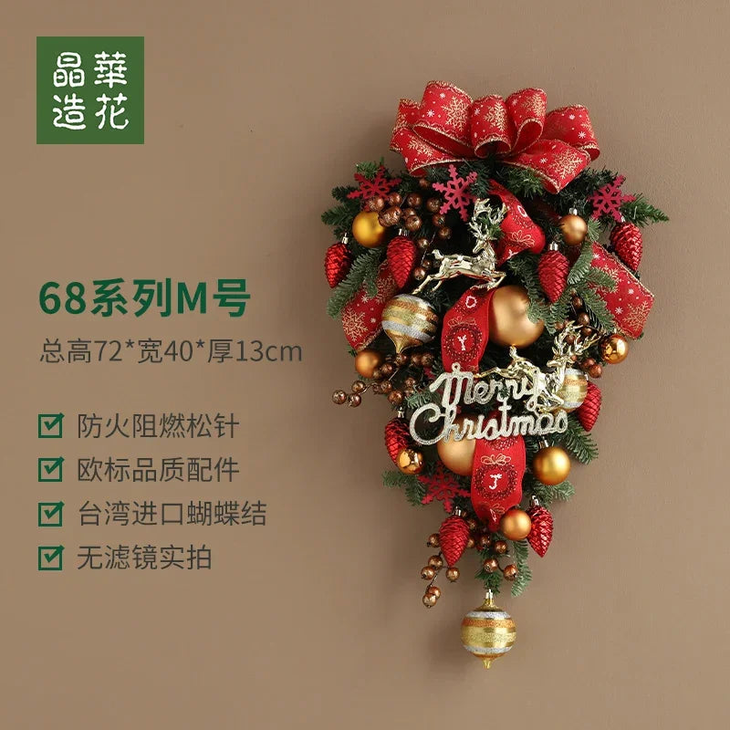 Guirlanda de Natal Nevada com Bolas Vermelhas, Pinhas e Azevinhos - Decoração Natalina