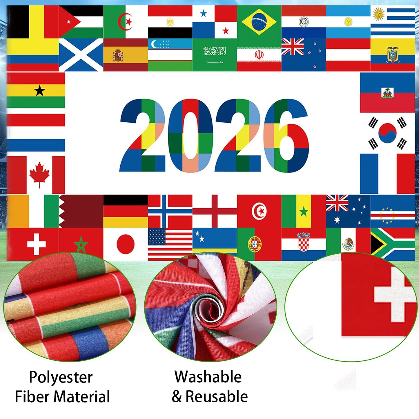 Cenário da Copa do Mundo de 2026, 109 x 188 cm, cenário de atmosfera de estádio futebol