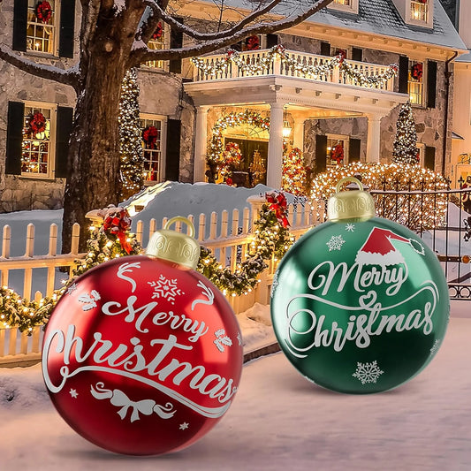 Bola de espelho natal 2 bolas de Natal infláveis 60 cm (24 polegadas), bolas Natal infláveis
