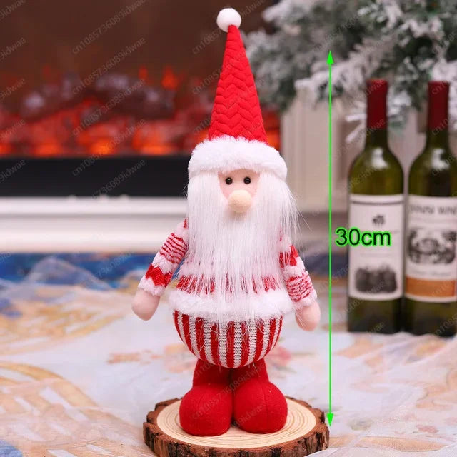 Boneco Papai Noel Figura de Papai Noel Bonita em Pé, Colecionável, Boneca de Papai Noel para Mesa de Escritório, Lantejoulas Prateadas