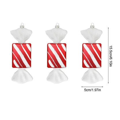 Pingente pirulito Natal pingente de bengala doce vermelha com pirulito de natal 3/6 pcs