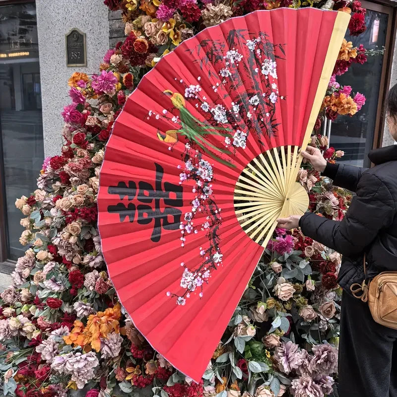 Leques mão dobrável desdobre, 63 Pol.160cm / 35.4 Pol.*90cm, Dobrável Cor Vermelho